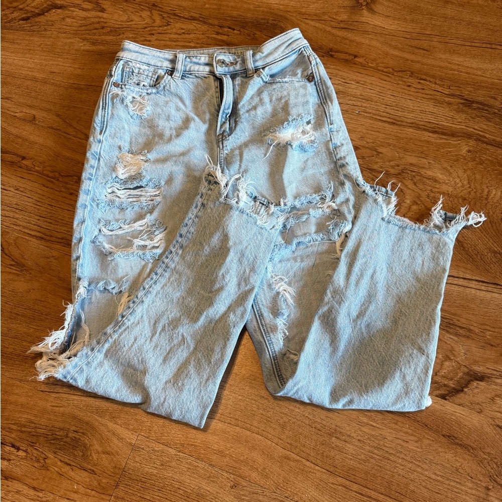 American Eagle Outfitters Blue Mom Jeans Distressed